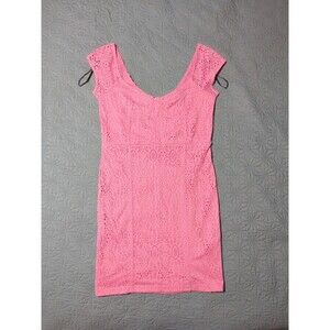 NWT Forever 21 Pink Eyelet Mini Dress Women's Size M Cap Sleeves Spring Summer